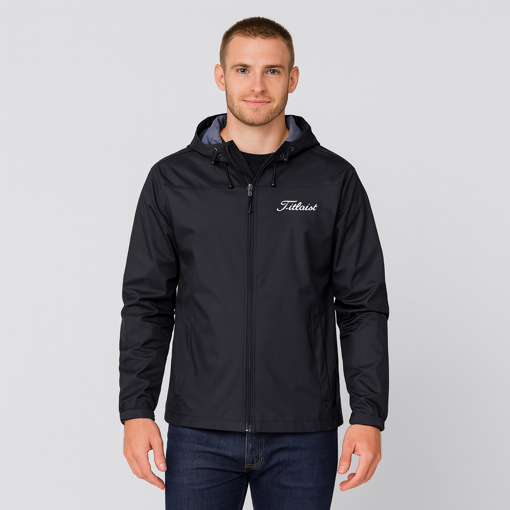 Windbreaker Jacke – Wasserdichte Outdoor-Jacke mit Reißverschluss für Männer-Schwarz-S-Chaps Herrenmode