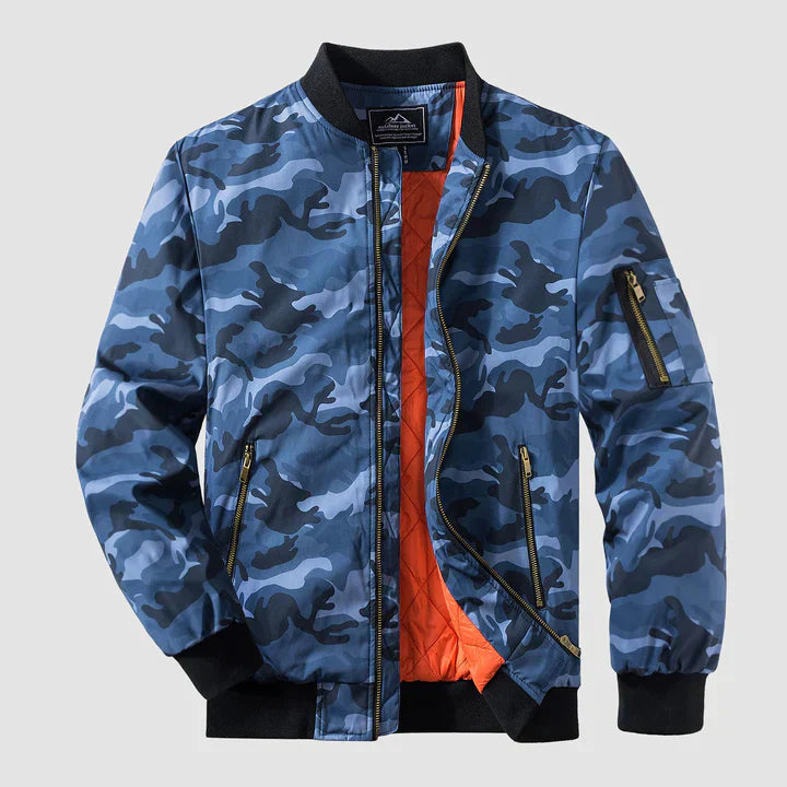 Winddichte Jacke | Reißverschluss | Leicht | Bomberjacke | Herrenjacke-Blaue Tarnung-S-Chaps Herrenmode