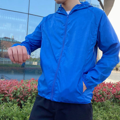 Windjacke | Mit Kapuze | Reißverschluss | Leichte Jacke | Herrenjacke-Blau-S-Chaps Herrenmode