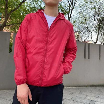Windjacke | Mit Kapuze | Reißverschluss | Leichte Jacke | Herrenjacke-Rot-S-Chaps Herrenmode