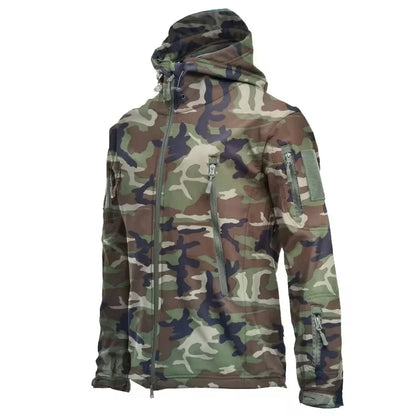 Windjacke | Mit Kapuze | Taktisch | Outdoor-Jacke | Wasserdichte Regenjacke für Männer-Dunkelcamouflage-S-Chaps Herrenmode