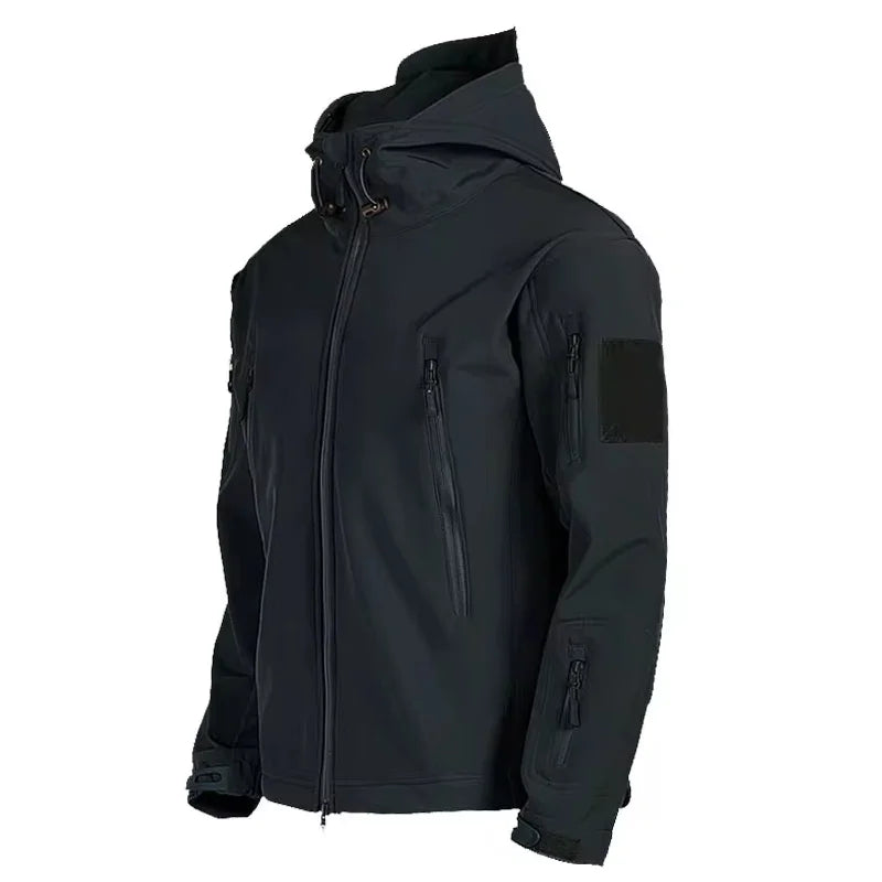 Windjacke | Mit Kapuze | Taktisch | Outdoor-Jacke | Wasserdichte Regenjacke für Männer-Schwarz-S-Chaps Herrenmode