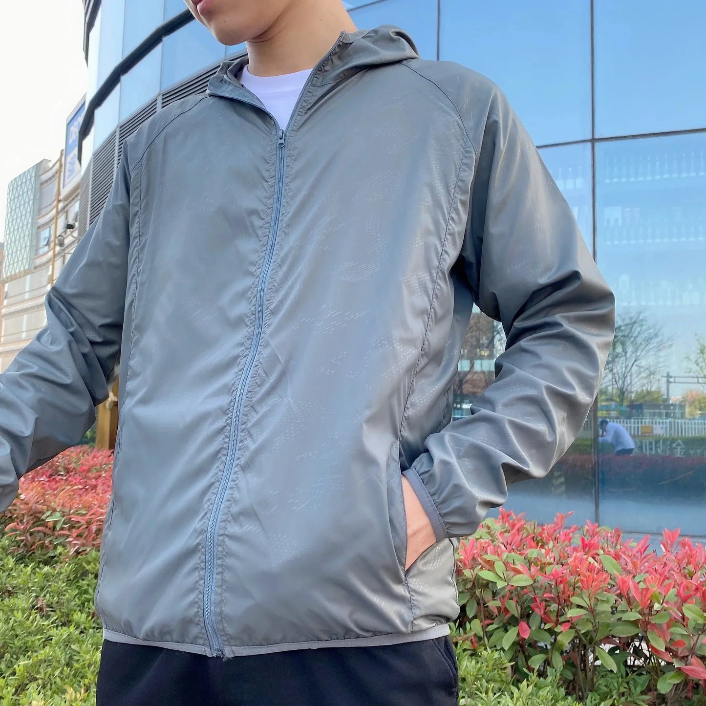Herren Windjacke Leicht Mit Kapuze Reißverschluss - BerlinGlamour