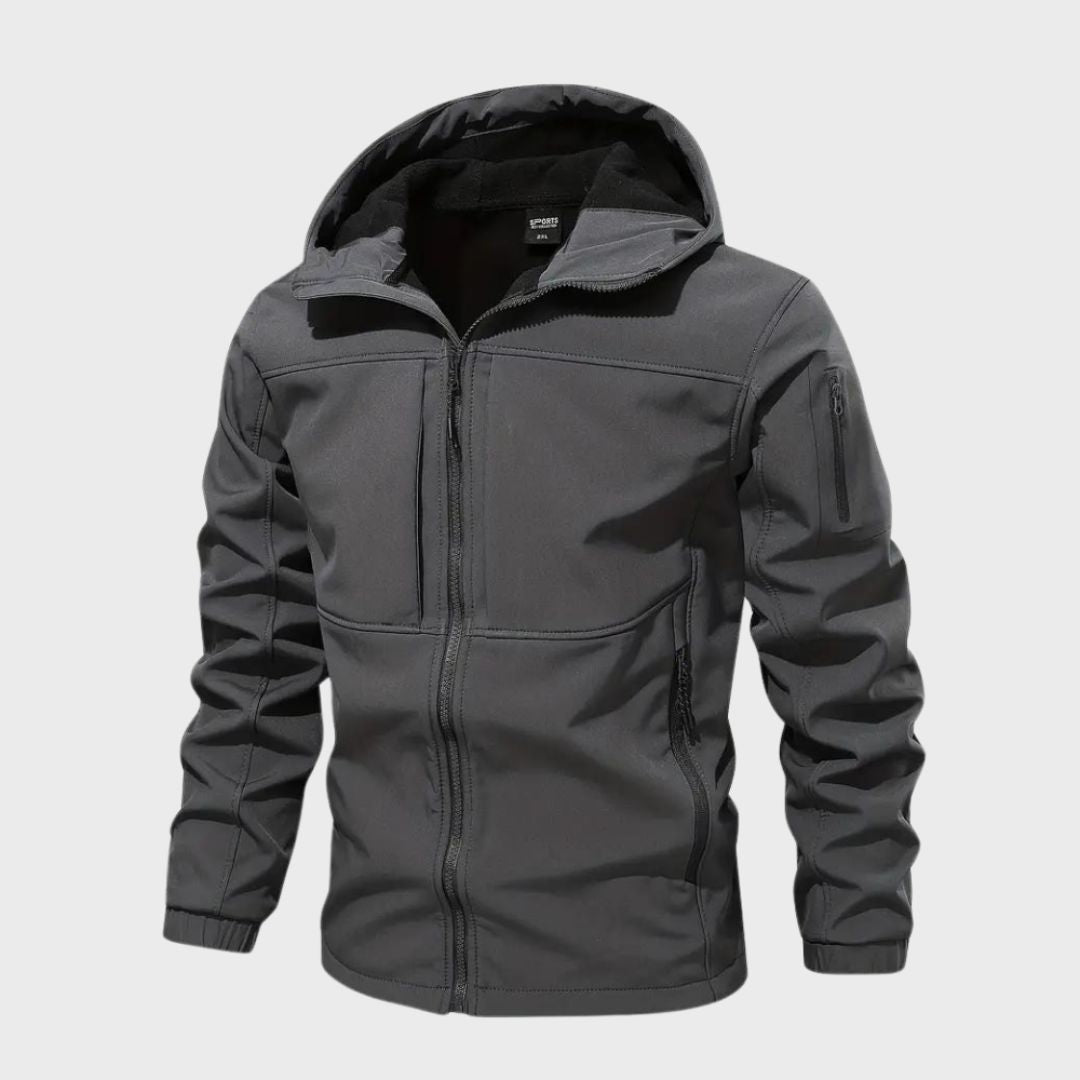 Windjacke – mit Kapuze – Outdoor – Softshelljacke – wasserdichte Jacke für Herren-Grau-M-Chaps Herrenmode