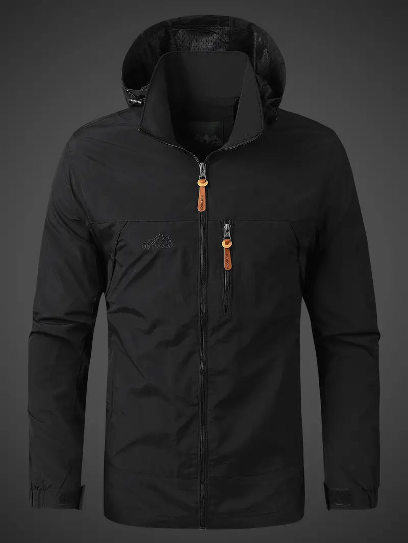 Windjacke – mit Kapuze – wasserdicht – Outdoorjacke – Herrenjacke-Anthrazit-S-Chaps Herrenmode