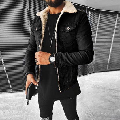 Winter-Jeansjacke aus Denim – schmal geschnittene Jeansjacke für Herren mit Fleecefutter-Chaps Herrenmode