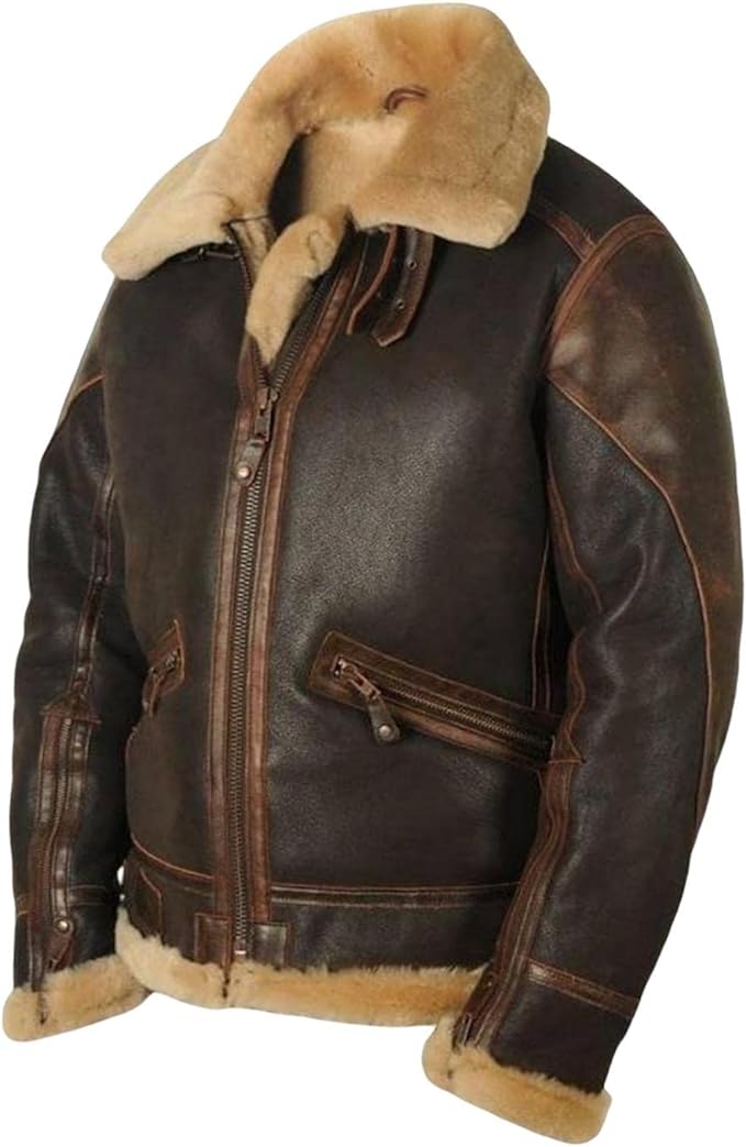 Herren Lederjacke Pilotenstil Pelzgefüttert Zip Up - BerlinGlamour