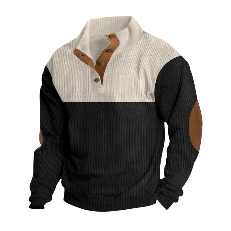 Herren Pullover mit Patches und Knöpfen - BerlinGlamour