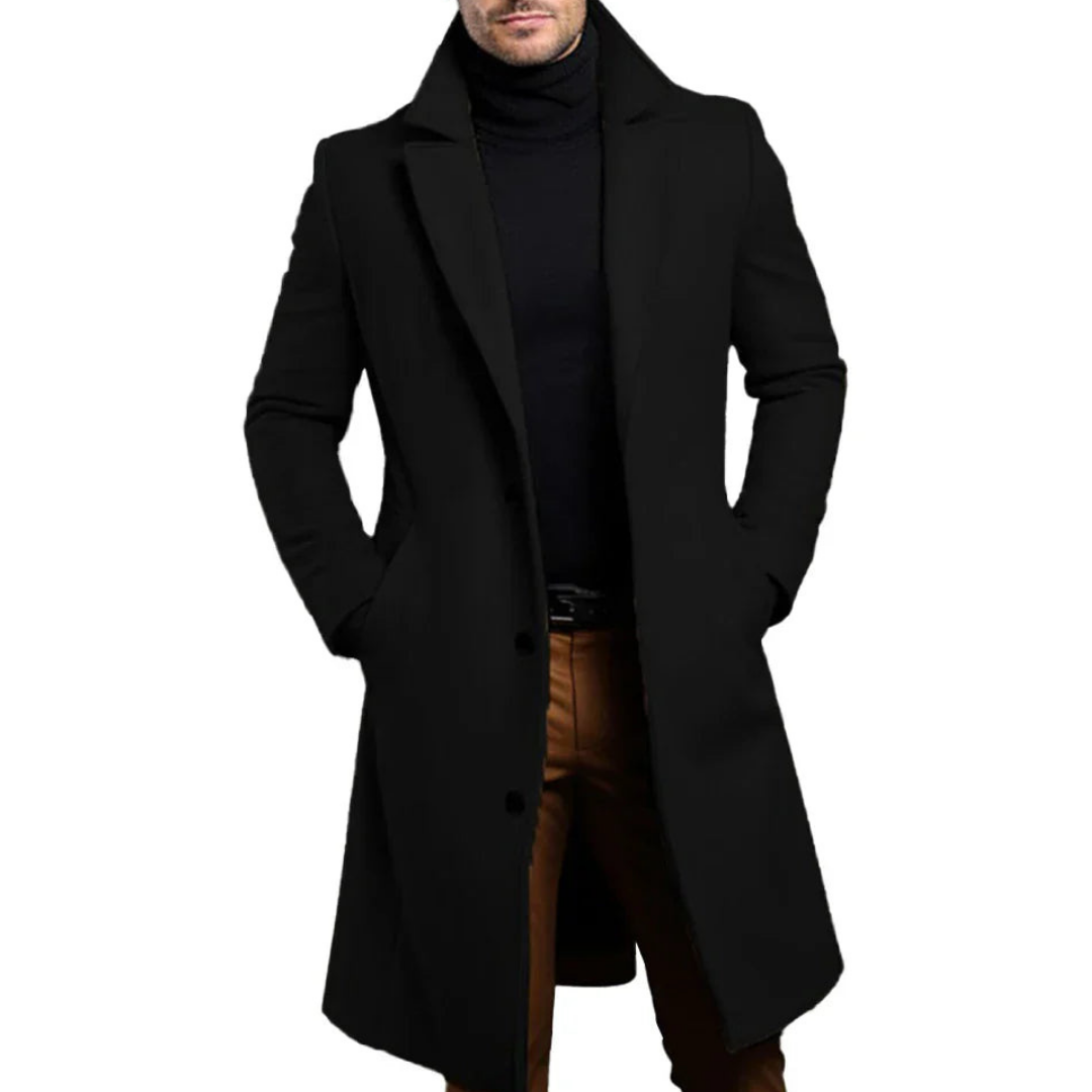 Herren Trenchcoat Mittellang Wollmantel Einreihig - BerlinGlamour