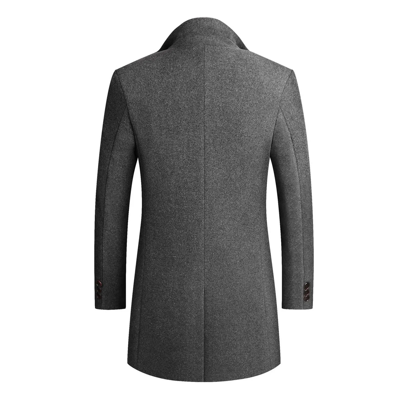 Winter-Trenchcoat | Einreihig | Revers | Mantel aus Wollmischung | Herrenjacke-Chaps Herrenmode
