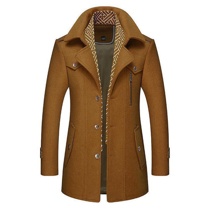 Winterjacke | Einreihig | Mittellang | Wolljacke | Herrenmantel-Senf-S-Chaps Herrenmode