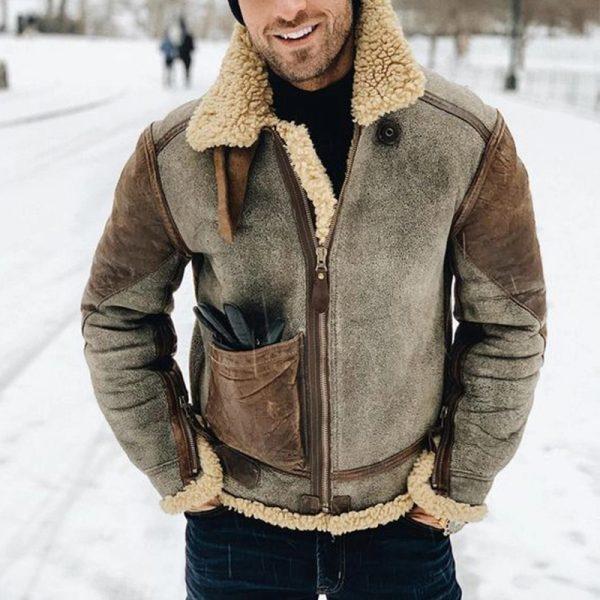 Herren Lederjacke Fleece Gefüttert Warm Winter - BerlinGlamour