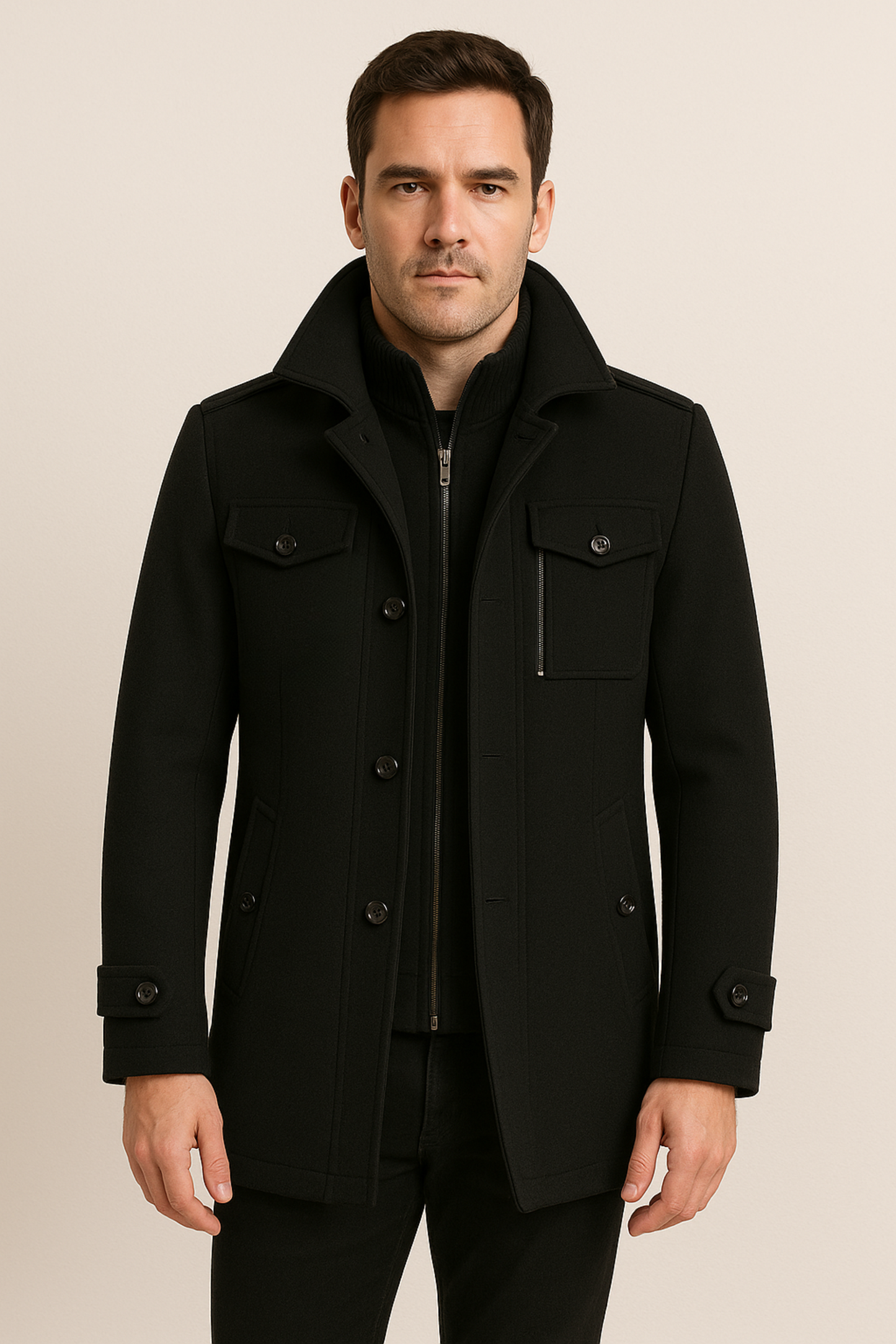 Wolle Herrenjacke Warm Reißverschluss Winterjacke - BerlinGlamour