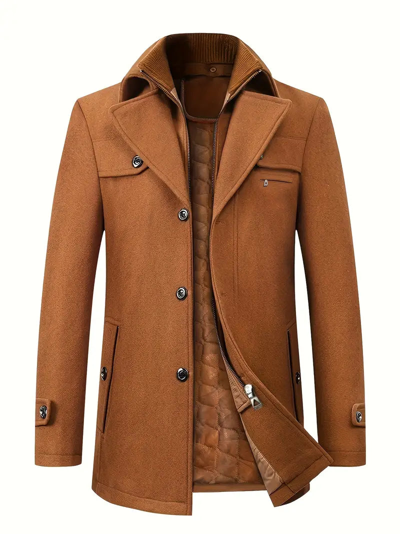 Winterjacke – Herrenjacke mit Reißverschluss und wattiertem Innenfutter-Orange-Gelb-S-Chaps Herrenmode