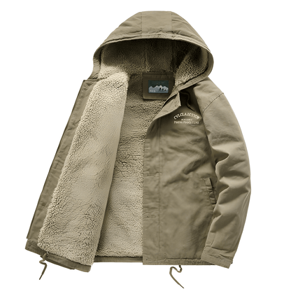 Winterjacke | Kapuze | Fleece gefüttert | Schneejacke | Herren Wintermantel-Khaki-S-Chaps Herrenmode