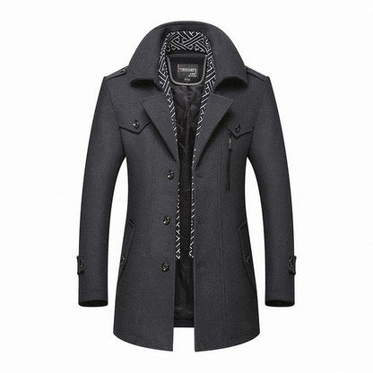 Herren Winterjacke Wollmantel Klassisch Schwarz - BerlinGlamour