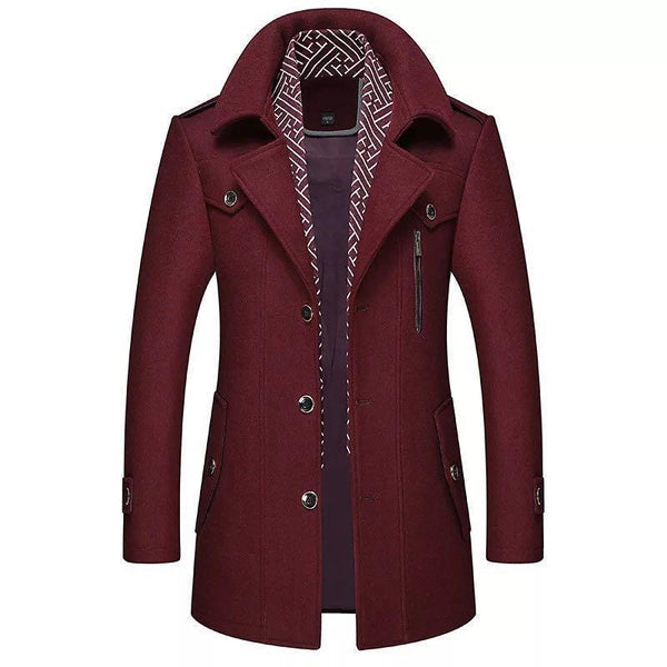 Winterjacke – Klassischer einreihiger Wollmantel für Männer-Rot-S-Chaps Herrenmode