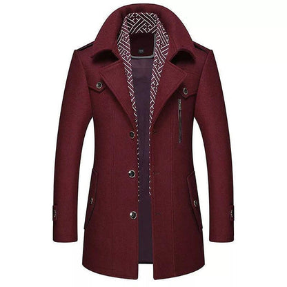 Winterjacke – Klassischer einreihiger Wollmantel für Männer-Rot-S-Chaps Herrenmode