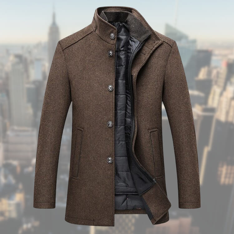 Herren Wollmantel Midlength Winterjacke Zip Up - BerlinGlamour