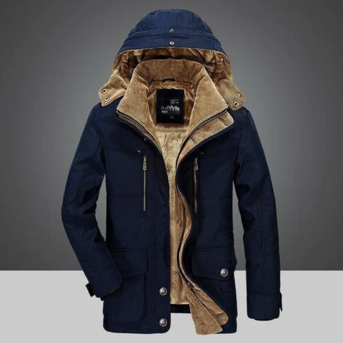 Herren Winterjacke Kapuze Reißverschluss Sherpa Warm - BerlinGlamour
