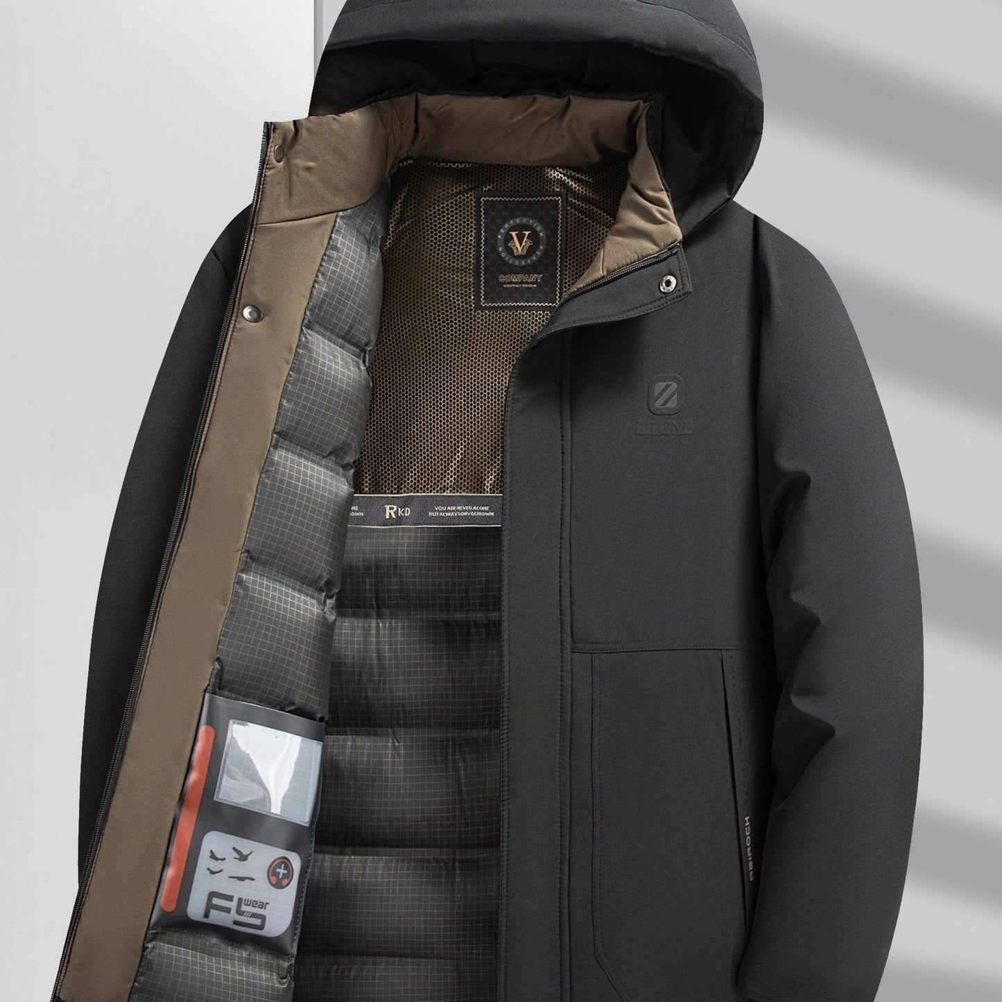 Winterjacke | Warm | Gefüttert | Kapuzenjacke | Herrenmantel-Schwarz-S-Chaps Herrenmode