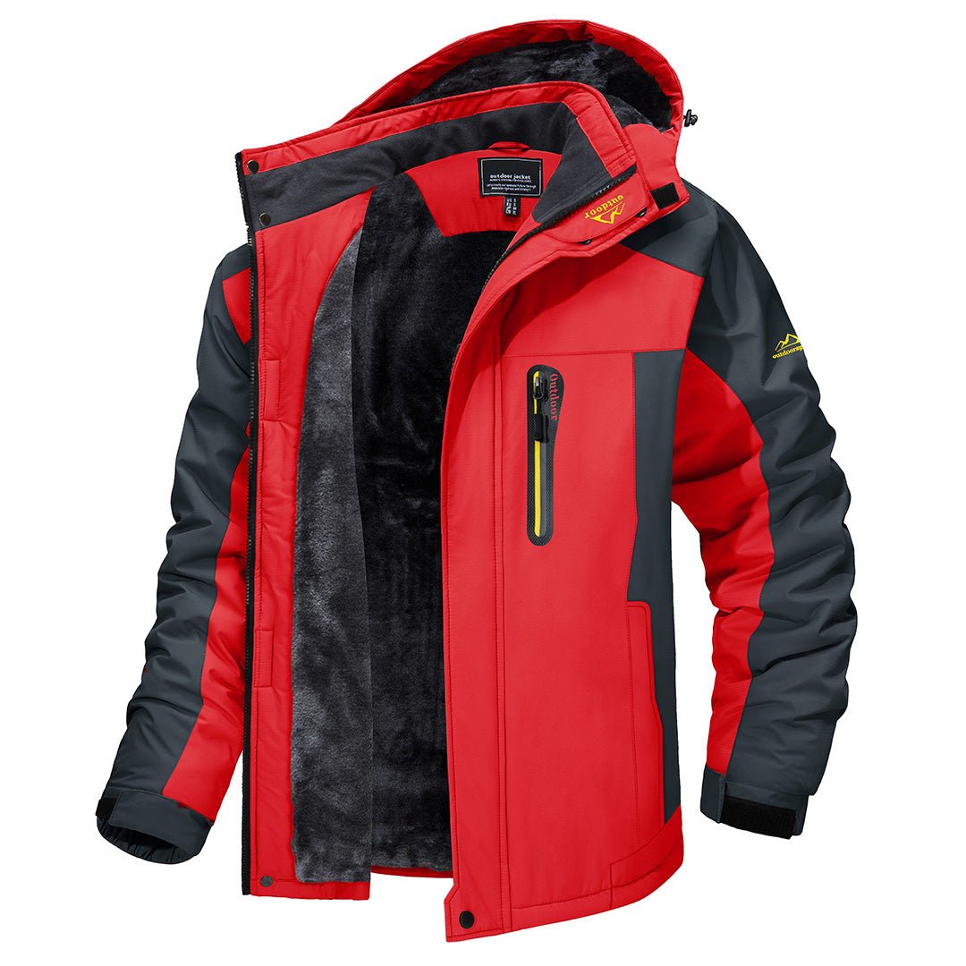 Winterjacke - Wasserdichter Windbreaker mit Kapuze für Männer Outdoorjacke-Rot-S-Chaps Herrenmode