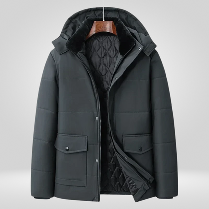 Winterjacke - Winterparka mit Kapuze und Steppfutter für Männer-Grau-M (45-50kg)-Chaps Herrenmode