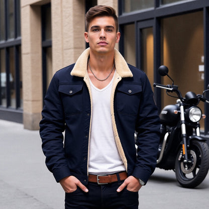 Winterjacke – kurz – mit Fleecefutter – Jacke mit Sherpa-Futter – Winterjacke für Männer-Chaps Herrenmode