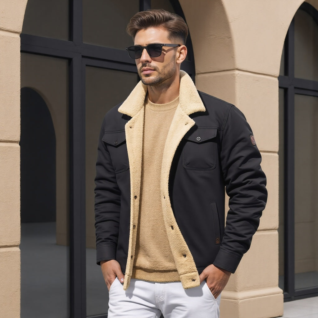 Winterjacke – kurz – mit Fleecefutter – Jacke mit Sherpa-Futter – Winterjacke für Männer-Chaps Herrenmode