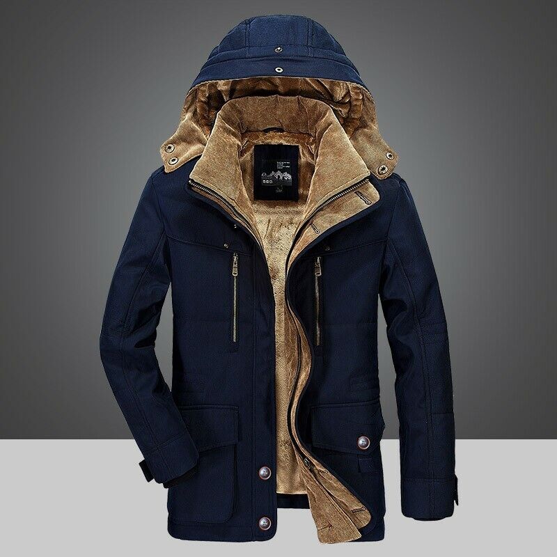 Herren Winterjacke Warm Gefüttert mit Kapuze - BerlinGlamour