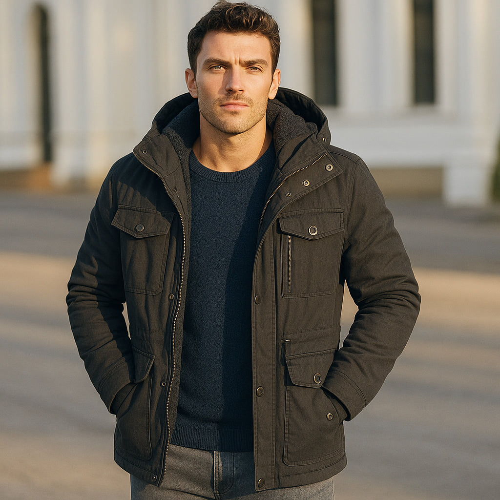Herren Winterjacke Daunen gefüttert mit Kapuze Warm - BerlinGlamour