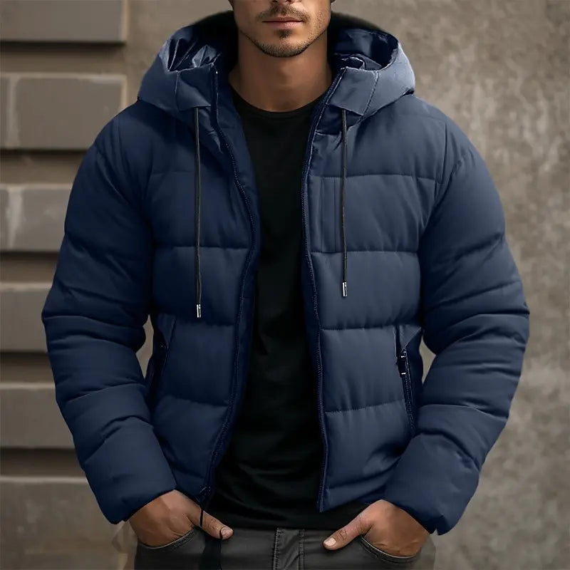Wattierte Daunenjacke Herren Winterjacke mit Kapuze - BerlinGlamour