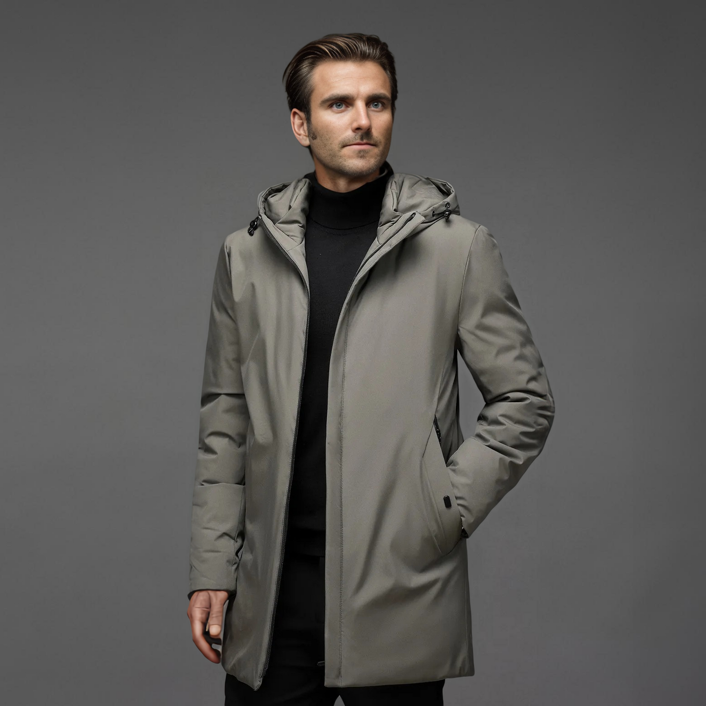 Winterjacke - wattiertes Futter - Kapuze - winddichte Jacke - Herrenmantel-Chaps Herrenmode
