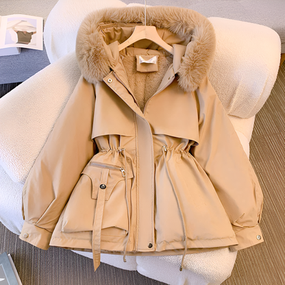 Damen Parka Mantel Winter Warm mit Kunstfell Kapuze