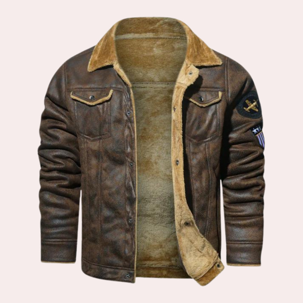 Herren Lederjacke Warm Fleece Gefüttert Fliegerstyle - BerlinGlamour