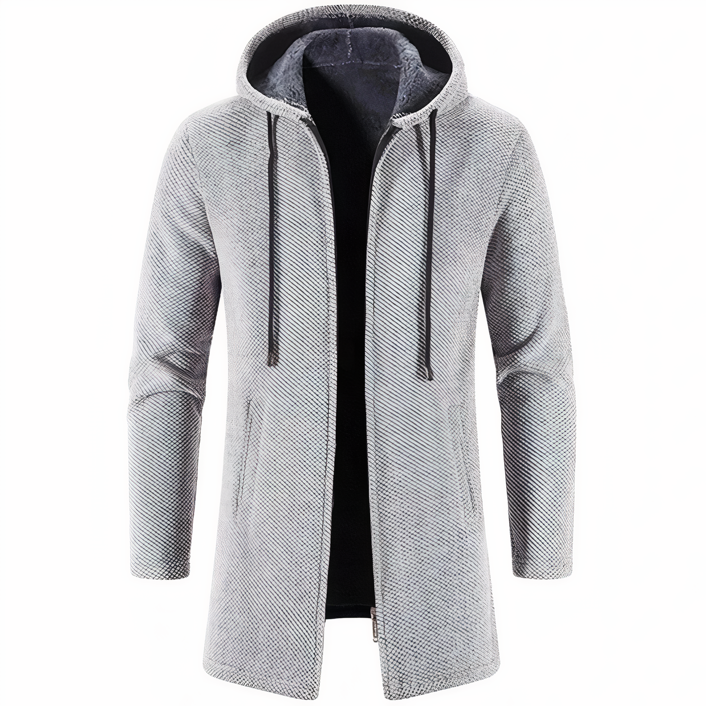 Herren Wintermantel Fleece Kapuzenjacke Zip-Up - BerlinGlamour