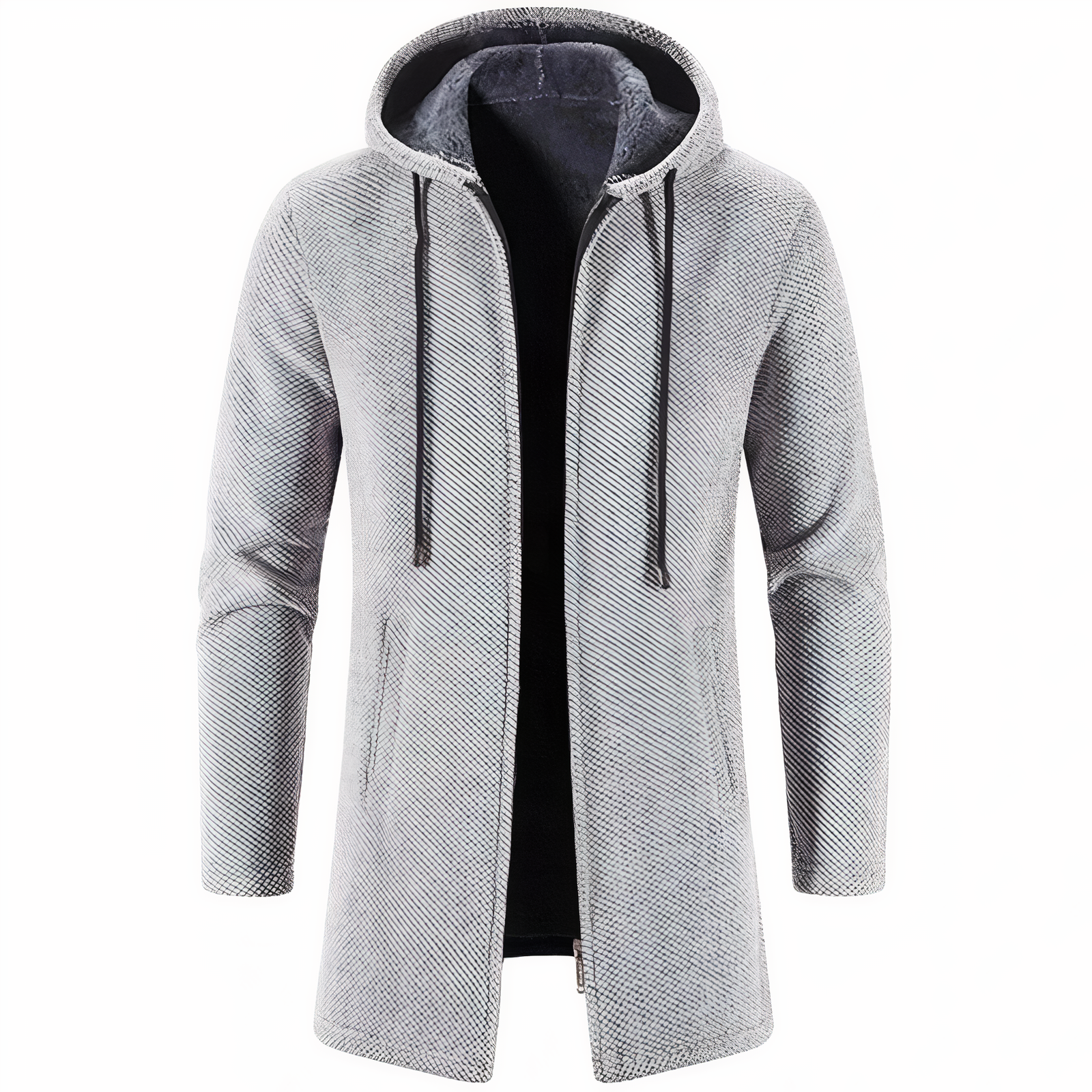 Herren Wintermantel Fleece Kapuzenjacke Zip-Up - BerlinGlamour