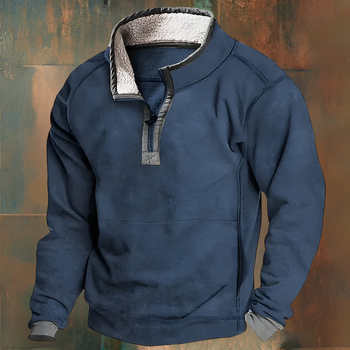 Winterpullover – Viertelreißverschluss – Fleecefutter – Pullover mit halbem Reißverschluss – Herren-Sweatshirt-Blau-S-Chaps Herrenmode