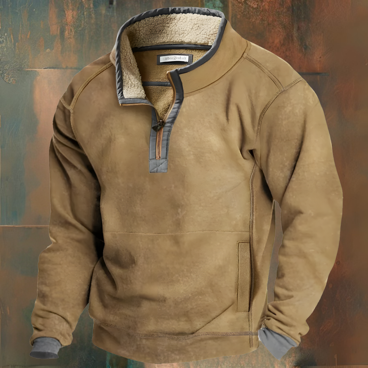 Herren Pullover Fleece Viertelreißverschluss Warm - BerlinGlamour