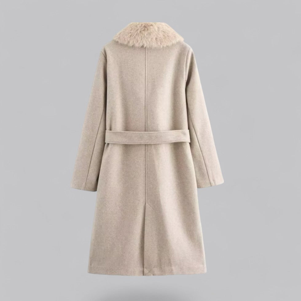 Woll-Trenchcoat mit Pelz für Damen 1