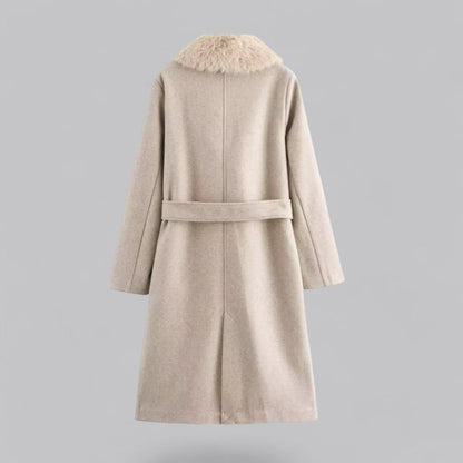 Woll-Trenchcoat mit Pelz für Damen 1