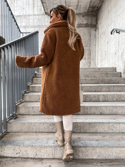 Teddy Mantel Weich Warm Mittelgroß mit Knöpfen