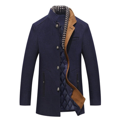 Wolljacke - Herren Sanding Collar Einreihige Winterjacke-Blau-S-Chaps Herrenmode