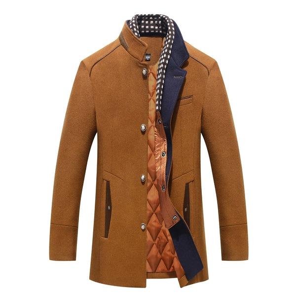 Herren Winterjacke mit Stehkragen, Einreihig, Wollmantel - BerlinGlamour