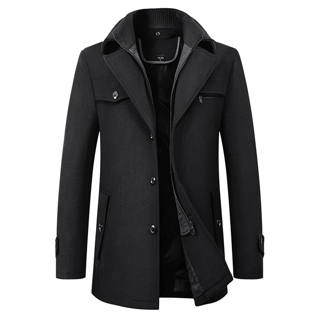 Herren Winterjacke Mittellang Wolltrenchcoat Einreihig - BerlinGlamour