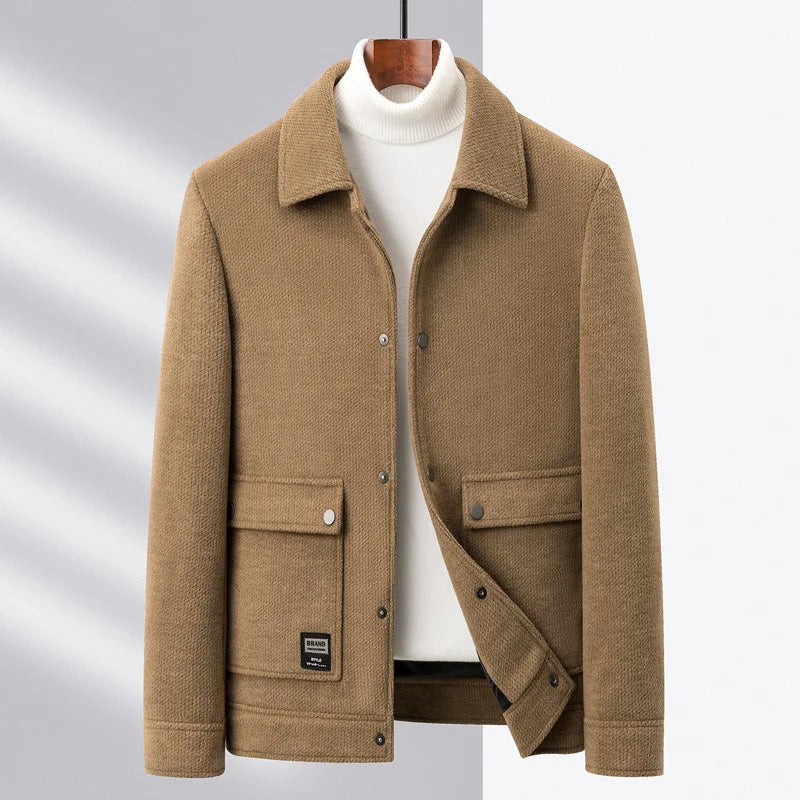 Herren Wolljacke Kurz Knöpfe Taschen - BerlinGlamour