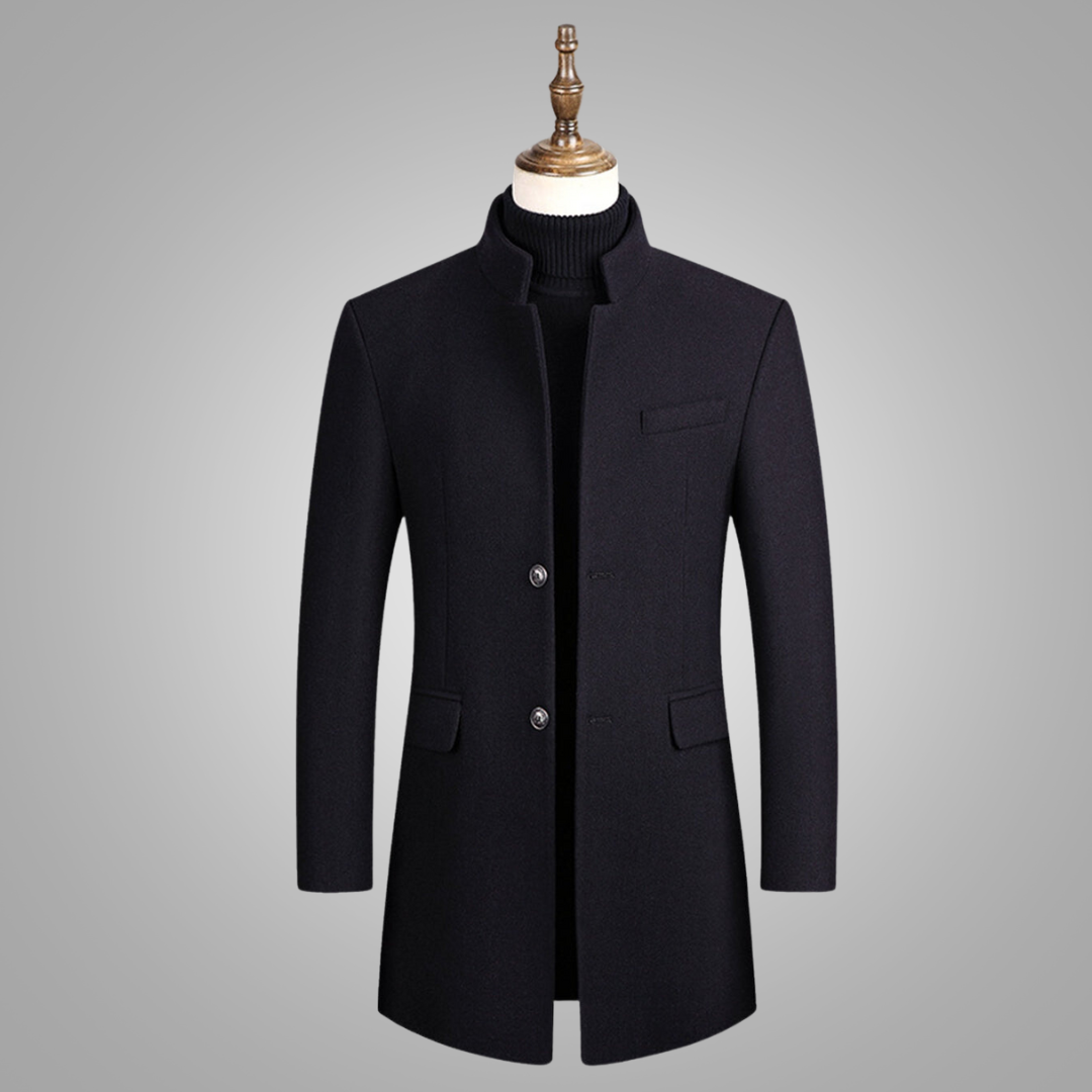 Herren Wollmantel Halblang Winter Trenchcoat Einreiher - BerlinGlamour