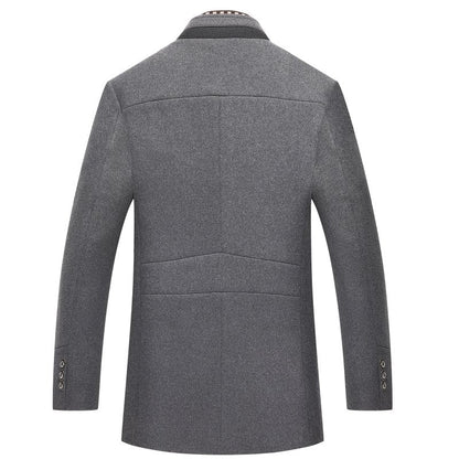 Wollmantel – Klassische, Einreihige, Gefütterte Winterjacke für Herren-Chaps Herrenmode