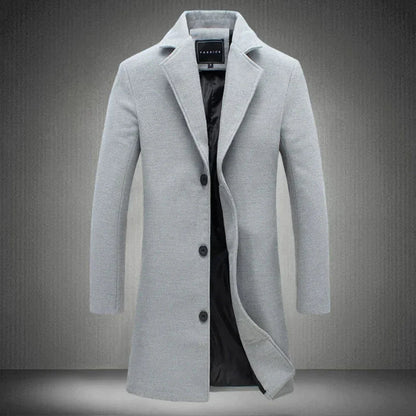 Wollmantel | Mittellang | Einreihig | Wollmantel Herren | Winterjacke-Hellgrau-2XS-Chaps Herrenmode
