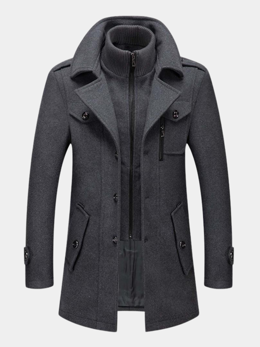 Herren Wolljacke Mittellang Winter Warm Zip Up - BerlinGlamour